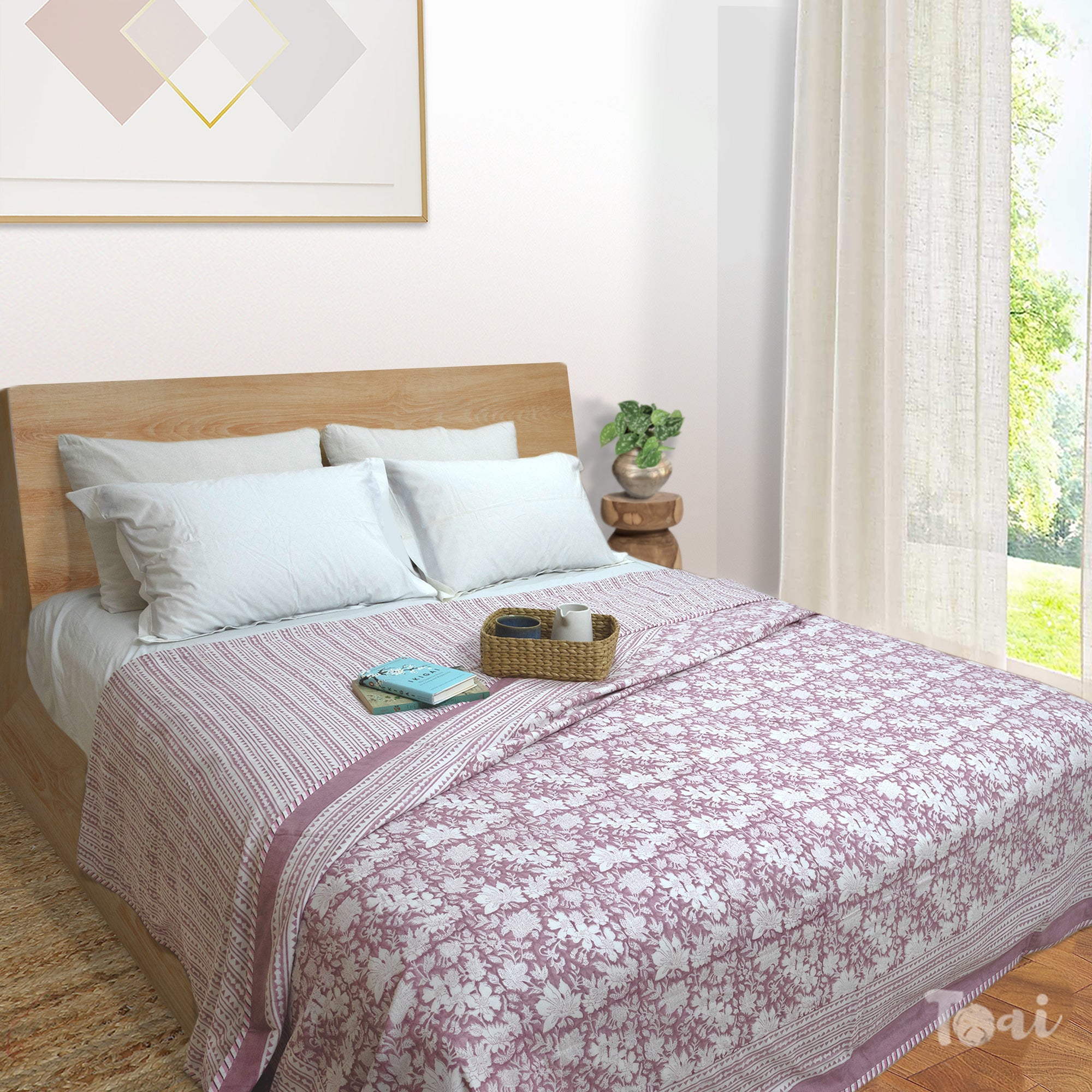 Vintage Pink Kalamkari | Dohar | Summer Blanket