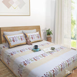 Yellow Polka| 300TC Bedsheet | 2 Pillow Covers | Mulmul Cotton Quilt
