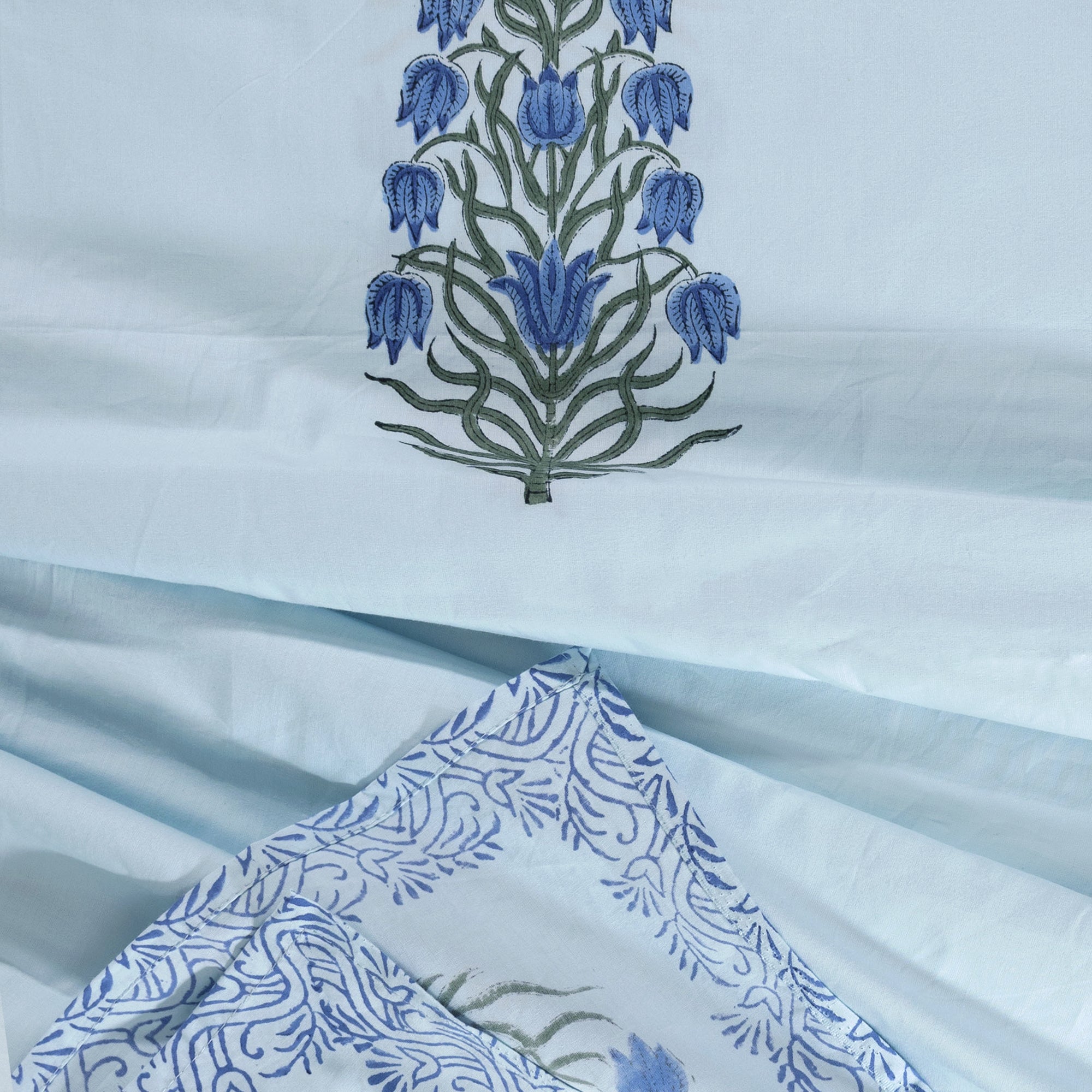 Blue Tulips on Blue | Premium Bedsheet