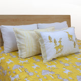 Yellow Deer Kalamkari | 300TC Mercerized Cotton Bedsheet