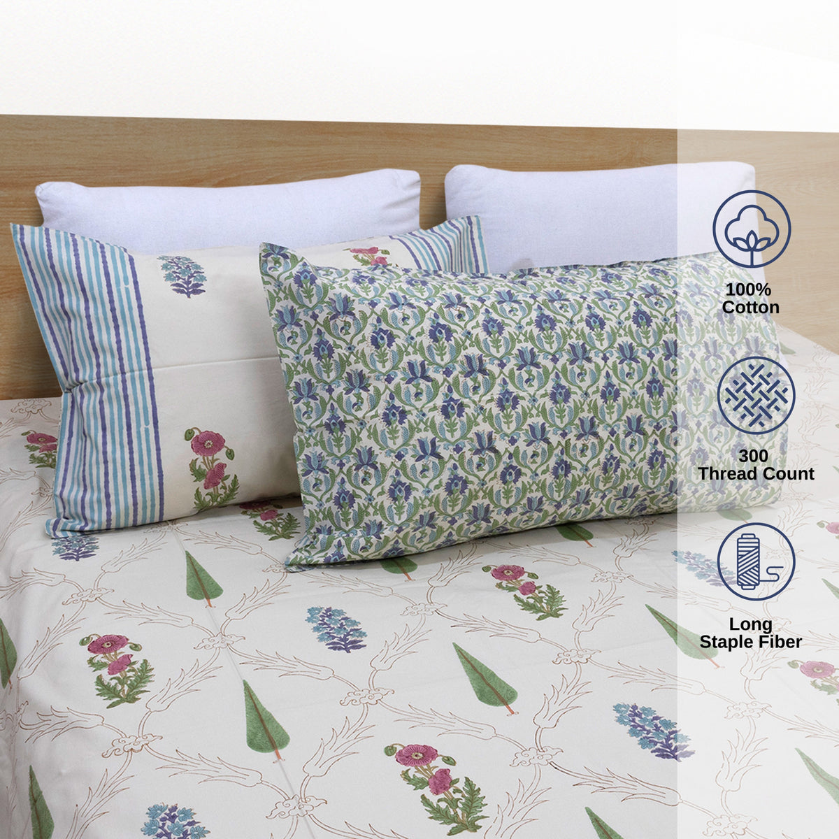 Adil Jaal (Beige Multicolor) | Premium Bedsheet