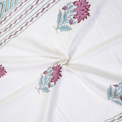Pink Blue White | Pure Cotton Bedsheet