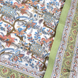 Many Color florals on White |hand block printed bedsheet| Double bed ,Queen size | 210 TC Pure Cotton| Complementing pillow covers