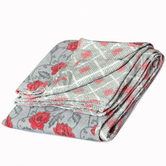Red Rose on Grey | Jaipuri Screen printed| Single Dohar | Premium Mulmul Cotton | Reversible