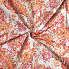 Pink Paan on White| Jaipuri Screen printed| Double Dohar | Premium Mulmul Cotton | Reversible