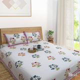 Flower Bunch on White | 210TC Pure Cotton Bedsheet