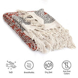Ethnic on Rust Red| Cotton Yarn Sofa Throw