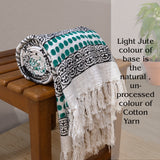 Green Gray Line | Cotton Yarn Sofa Throw