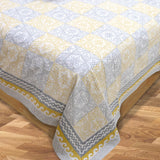 Yellow Grey Pattern|300TC Mercerized Cotton Bedsheet