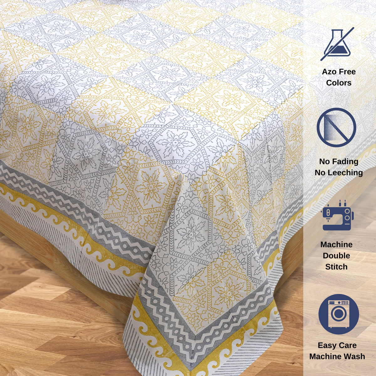 Yellow Grey Pattern| Premium Bedsheet