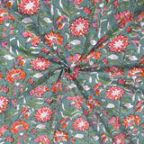 Pink Florals on Deep Green | 210TC Pure Cotton Bedsheet