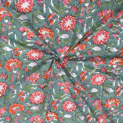 Pink Florals on Deep Green | 210TC Pure Cotton