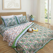 Messy Garden| Comforter Bedding Set | Premium Bedsheet , Pillow Covers, Quilt / Razai