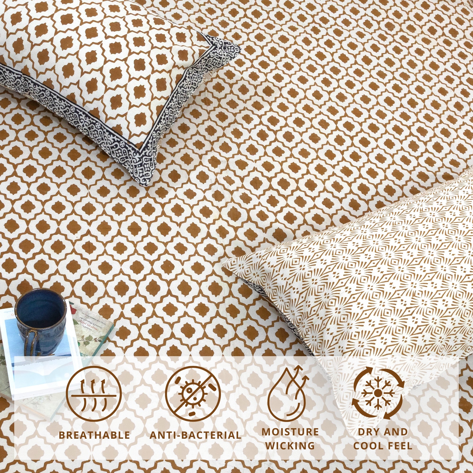 Bagru Earthy Jaal | Fine Quality Bedsheet