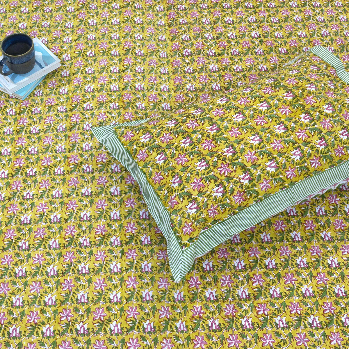Pink Floral Pond| Premium Bedsheet