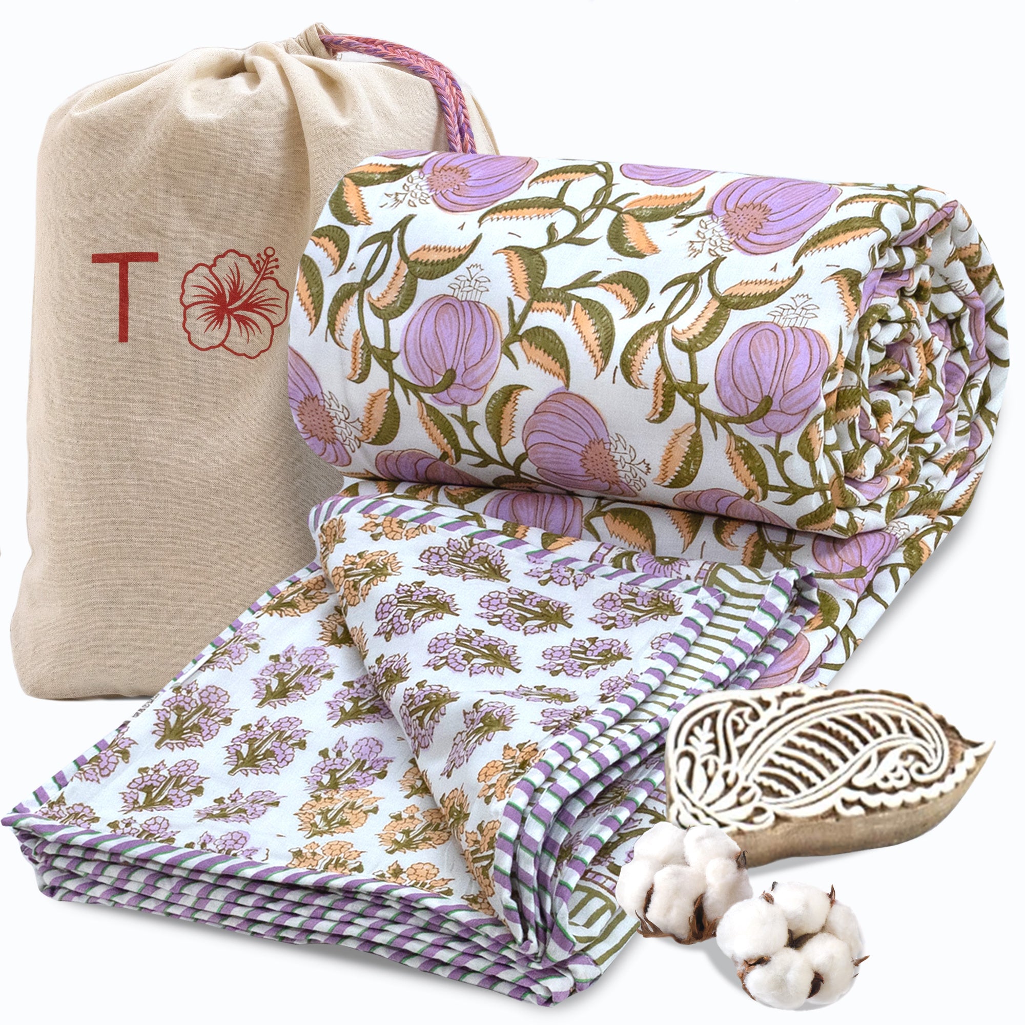 Round Flowers & Leaves | Dohar | Summer Blanket