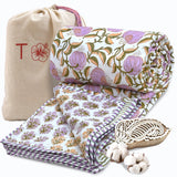 Round Flowers & Leaves | Pure Mulmul Cotton | Flannel filling