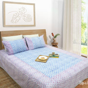 Vintage Lines Checks |Blue Pink| Premium Bedsheet