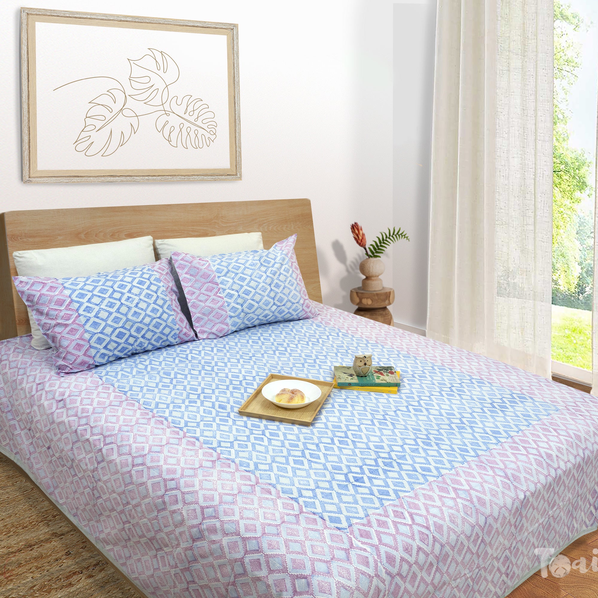 Vintage Line Checks-Double Bed Bedding Set