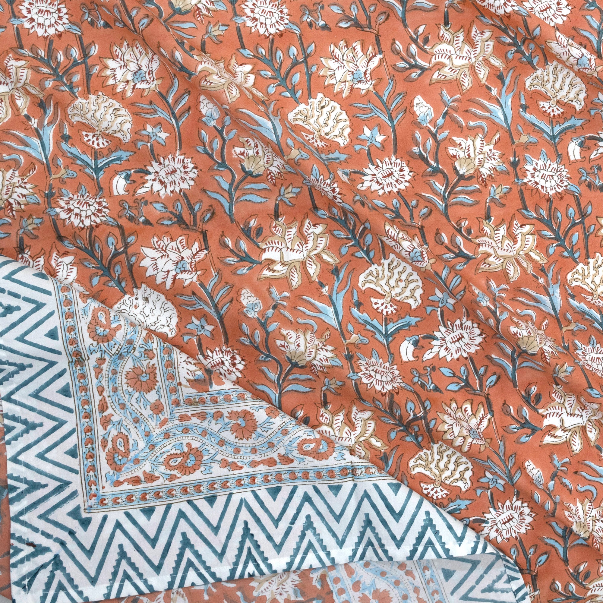 Floral Vines On Rust | Premium Bedsheet