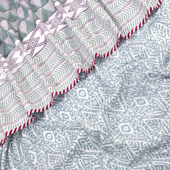 Green Line Pattern | Pure Mulmul Cotton | Flannel filling