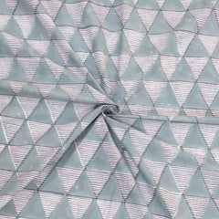 Cement Green Triangles | 300TC Bedsheet | 2 Pillow Covers | Mulmul Cotton Dohar