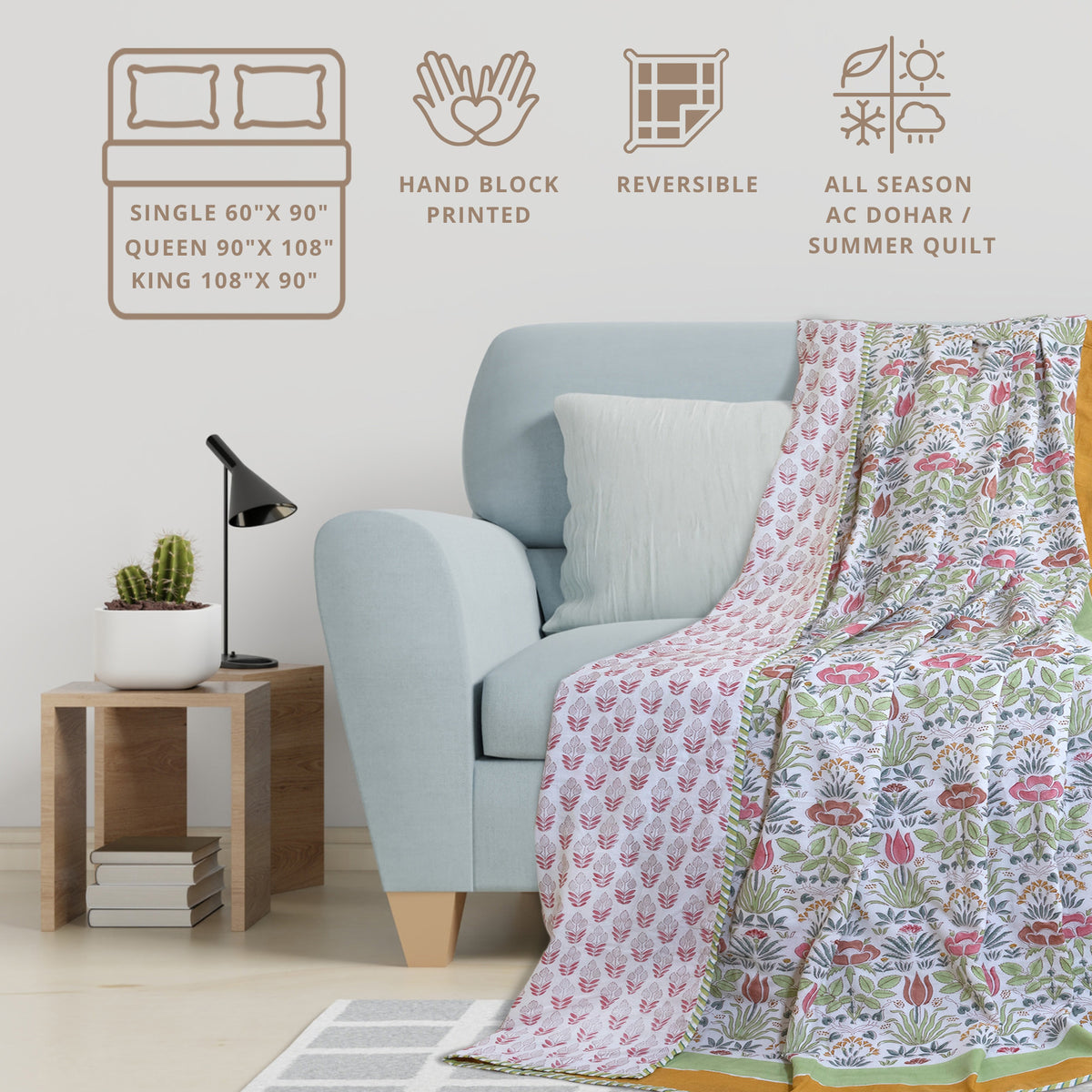 Spring Floral |  Dohar | Summer Blanket