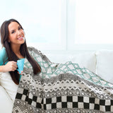 Green Gray Line | Cotton Yarn Sofa Throw