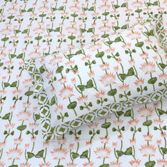 Lotus Vines| 300TC Bedsheet | 2 Pillow Covers | Mulmul Cotton Quilt