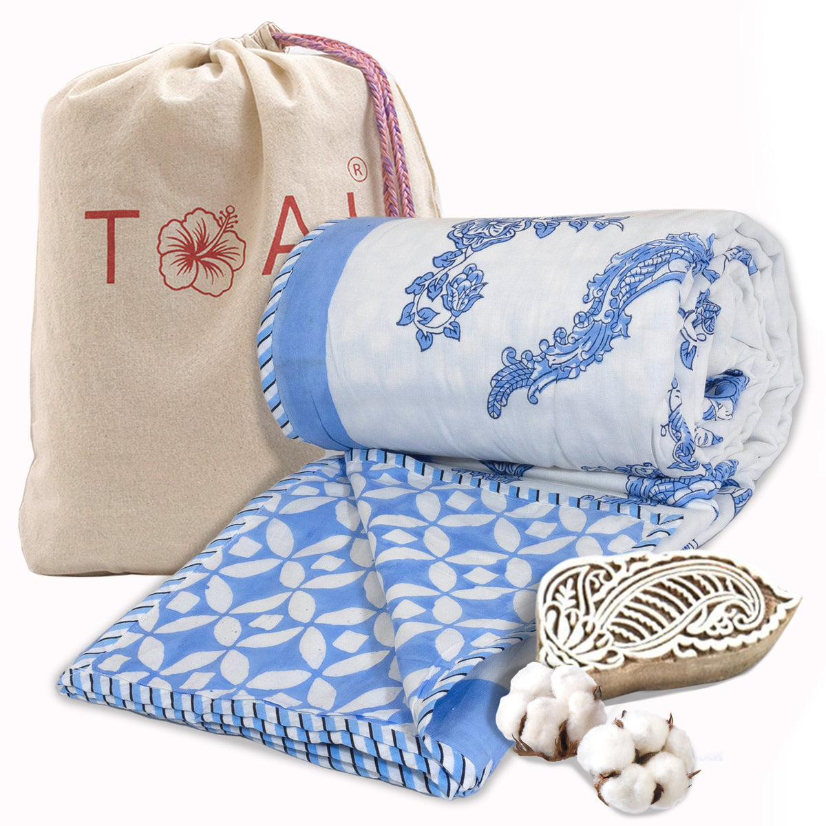 Blue Kalamkari Bird | Dohar | Summer Blanket