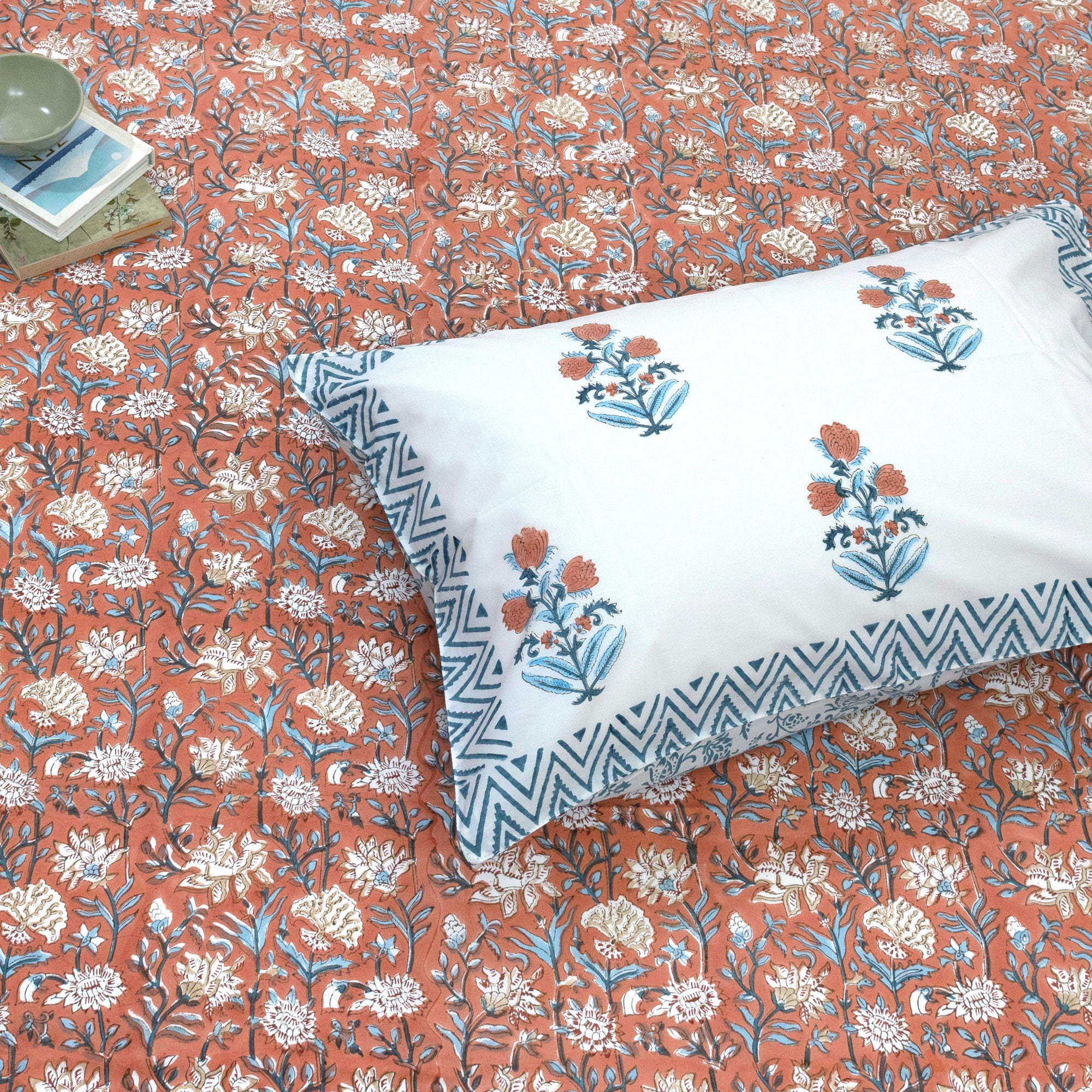 Floral Vines On Rust | Premium Bedsheet