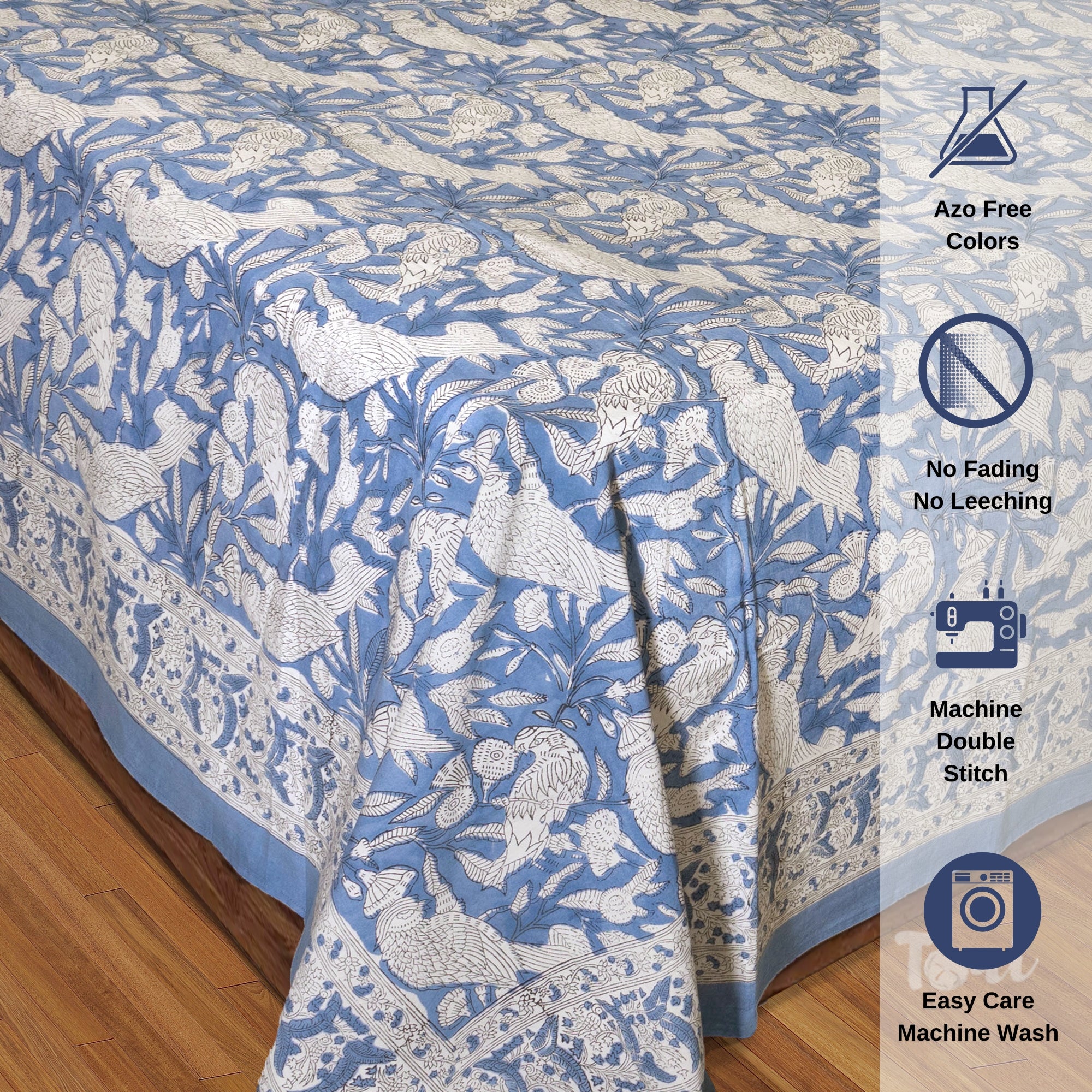 White Birds on Blue | Premium Bedsheet