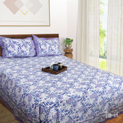 Jaipur Floral PrintWhite Lavender Garden  - King Queen Cotton Bed sheet