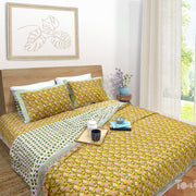 Pink Floral Pond | All- Season Bedding Set | Long Staple Fiber Bedsheet , Pillow Covers, Dohar