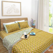 Pink Floral Pond | All- Season Bedding Set | Long Staple Fiber Bedsheet , Pillow Covers, Dohar