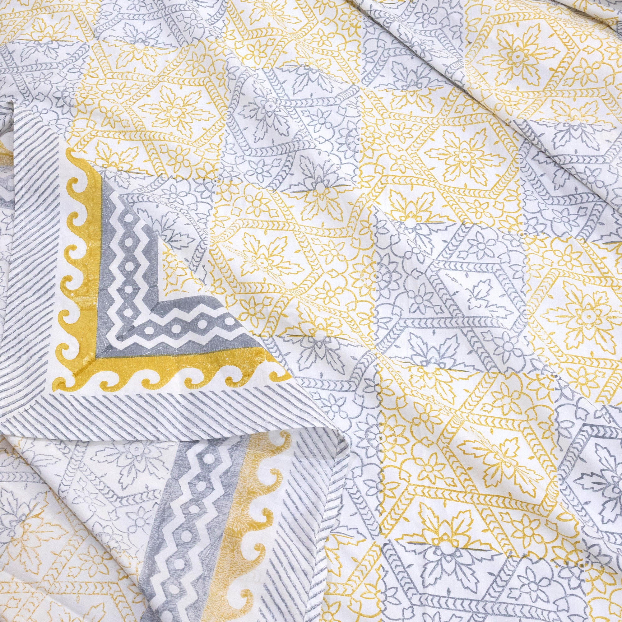 Yellow Grey Pattern| Premium Bedsheet