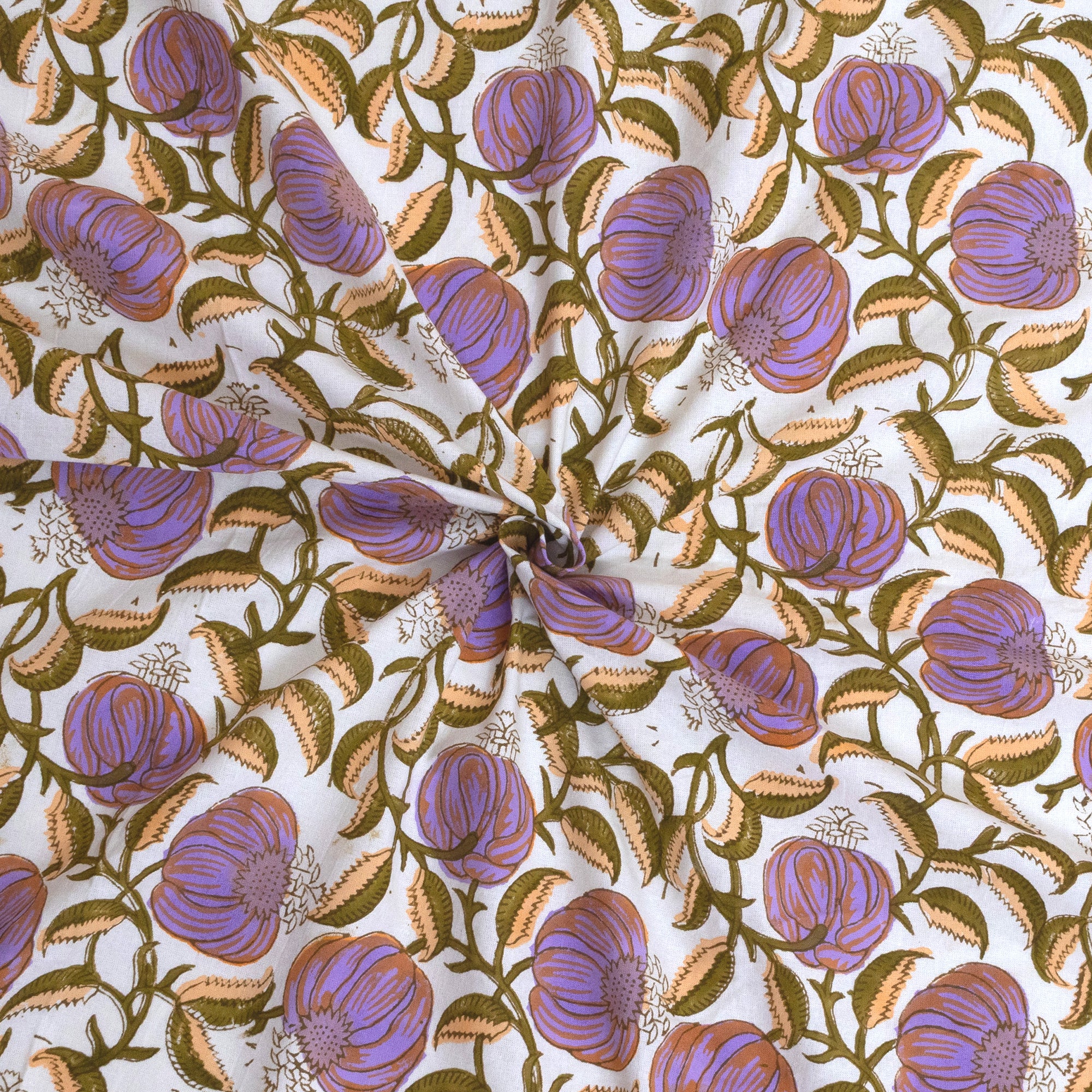 Round Florals On Green | Fine Quality Bedsheet