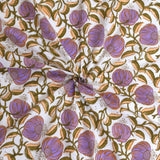 Round Florals On Green  |hand block printed bedsheet| Double bed ,King size, Queen size | 210 TC Pure Cotton| Complementing pillow covers