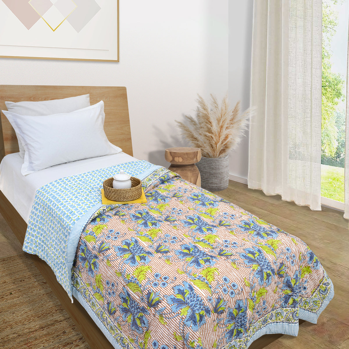Large Night flowers  | Quilts | Razai | Comforter