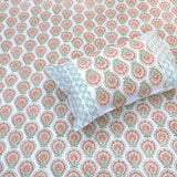 Peach Green White | 300TC Mercerized Cotton Bedsheet