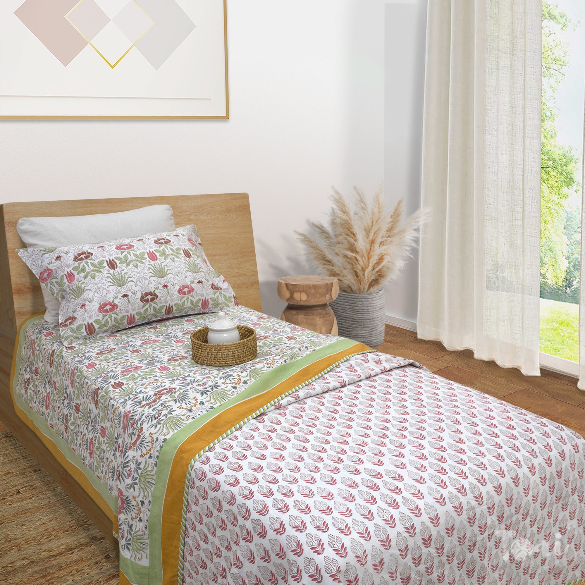 Yellow Polka - Bedsheet with Dohar