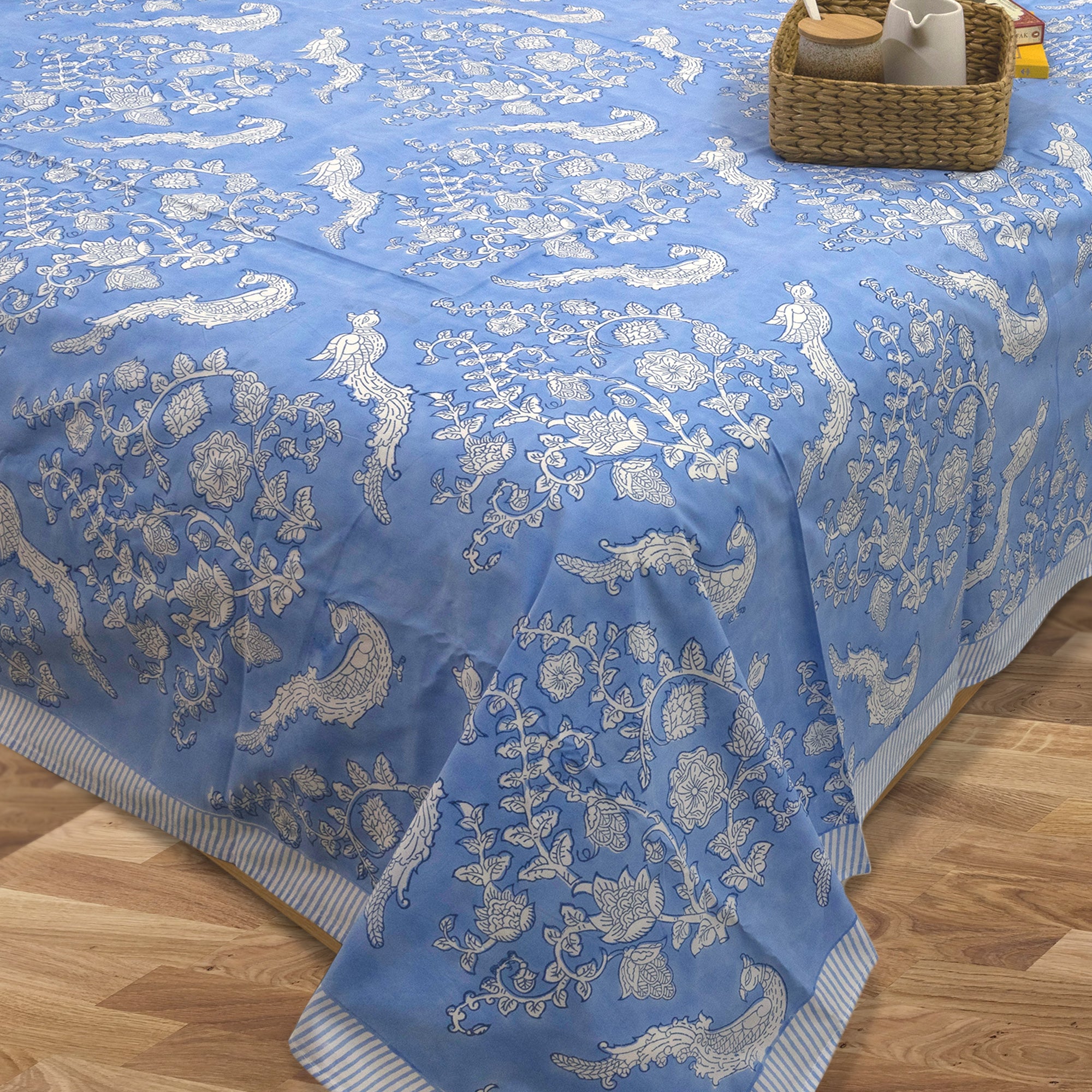 Blue Bird Kalamkari | Premium Bedsheet