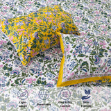 Jaipur Floral Print Florals On White | 300TC Mercerized Cotton Bedsheet