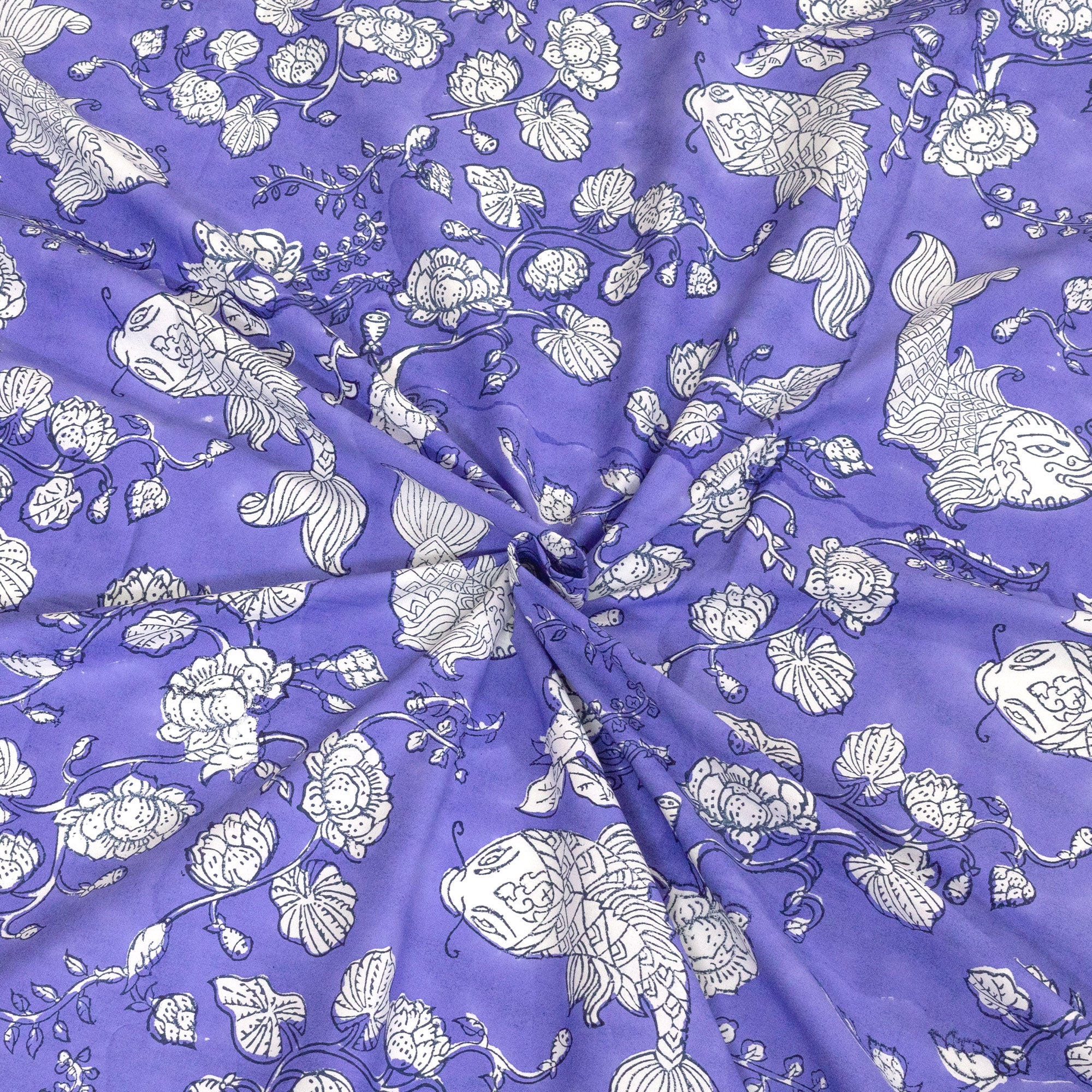 Purple Kalamkari Fish | Premium Bedsheet