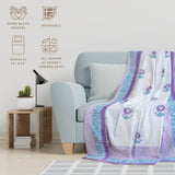 Sheep White Blue  | Pure Mulmul Cotton | Flannel filling