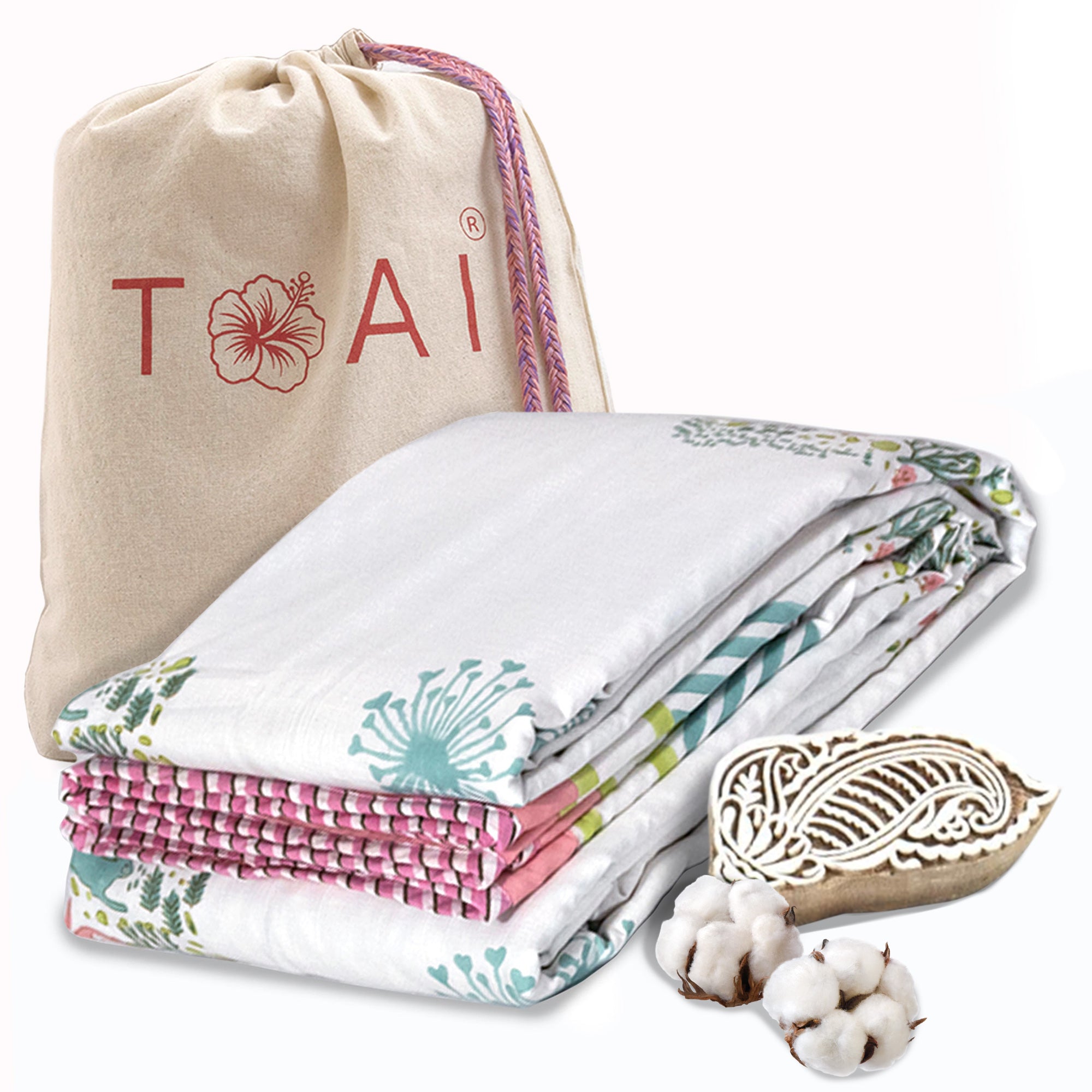 Bunny White Green Pink | Dohar | Summer Blanket