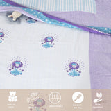 Sheep White Blue  | Pure Mulmul Cotton | Flannel filling