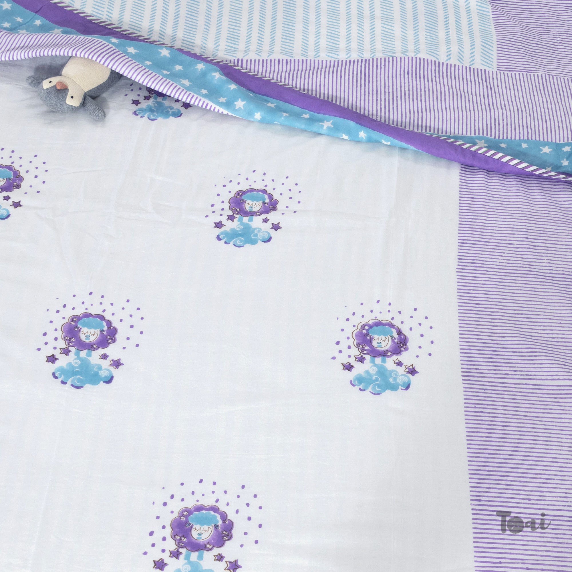 Sheep White Blue  |  Dohar | Summer Blanket