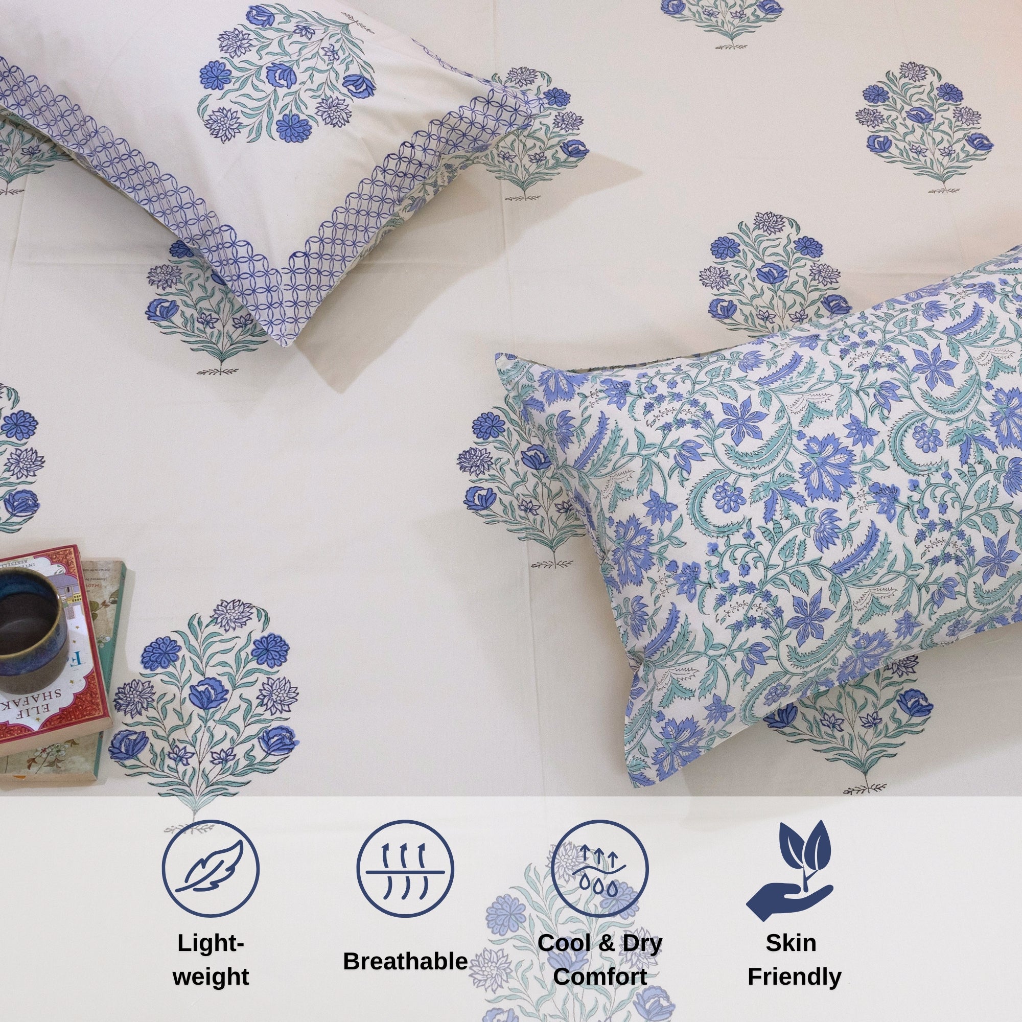 Mughal Motif on Beige| Premium Bedsheet