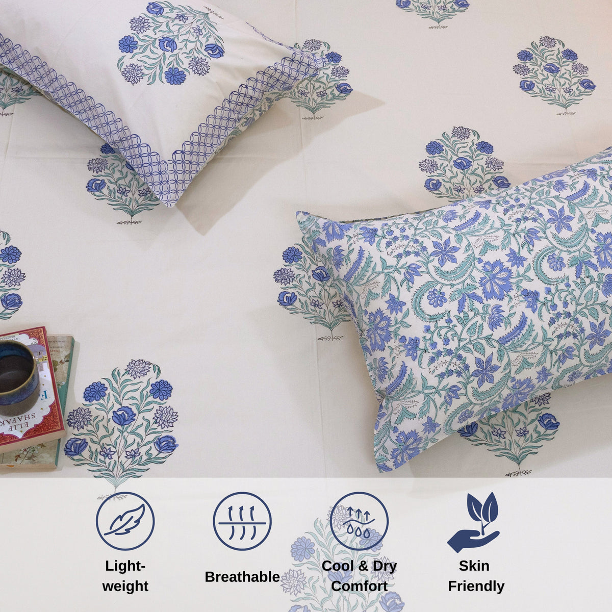 Mughal Motif on Beige| Premium Bedsheet